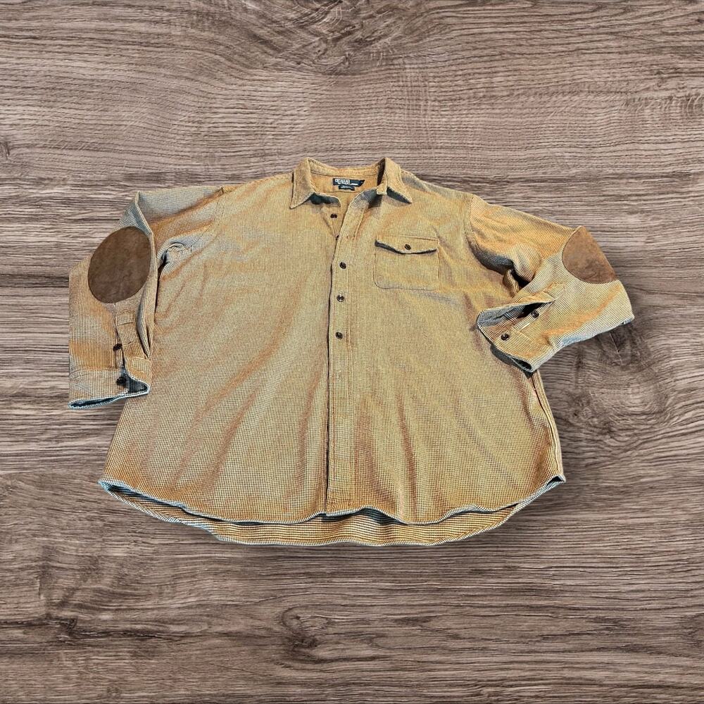 Polo by Ralph Lauren Men’s Bowen Checkered Flannel Elbow Patch Shirt Size XL